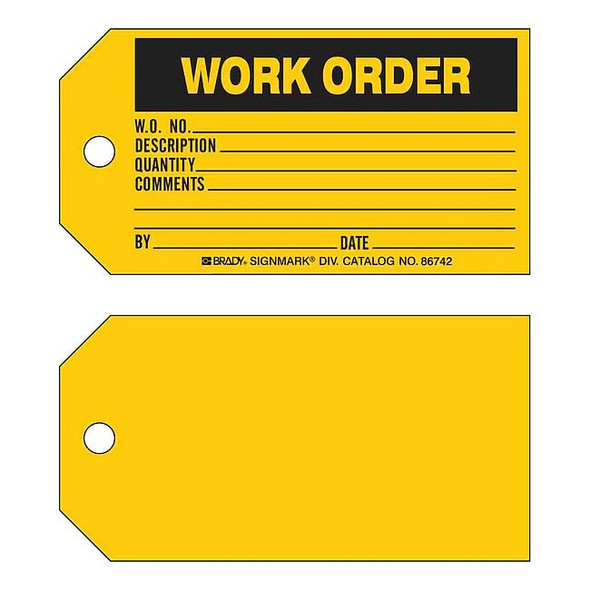 Tag, Inventory, Paper, 3 in H x 5 3/4 in W, Black on Yellow, Rectangle, 100 PK