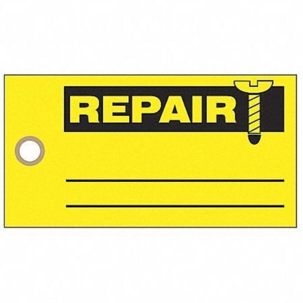 Tag, Inventory, Paper, 3 in H x 5 3-4 in W, Black on Yellow, Rectangle, 100 PK  86742