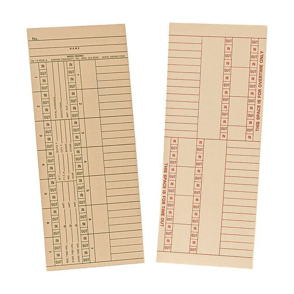 Amano Payroll Time Card,Double Sided,PK1000 NK14-4505A
