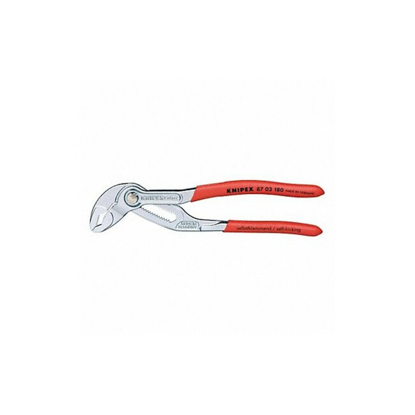 Knipex 7 1/4 in V-Jaw Tongue and Groove Plier Serrated, Plastic Grip 87 03 180