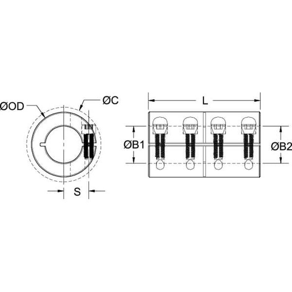 Ruland Coupling,One Piece,Bore Dia 5/8 In CLC-10-10-SS