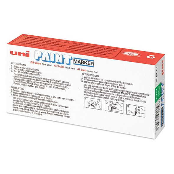 Uni-Paint Permanent Marker, Fine Tip, Green Color Family, Paint, 12 PK 63704