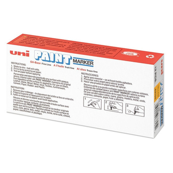 Uni-Paint Permanent Marker, Fine Tip, Yellow Color Family, Paint, 12 PK 63705