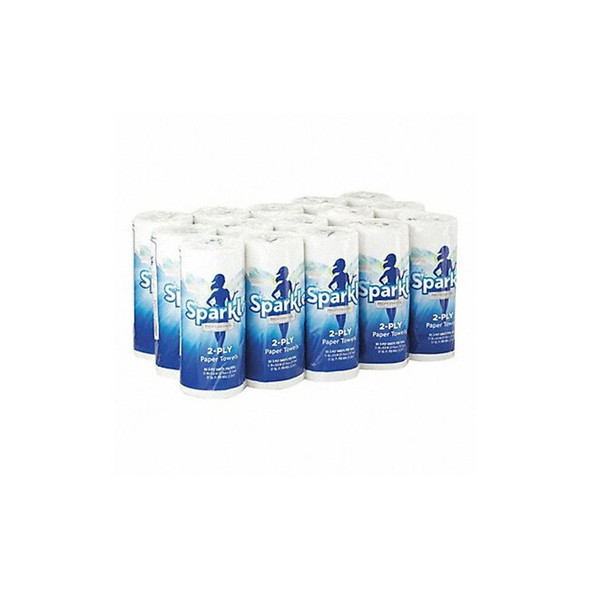 Sparkle Perforated Roll Paper Towels, 2 Ply, 85 Sheets, 60 ft, White, 15 PK