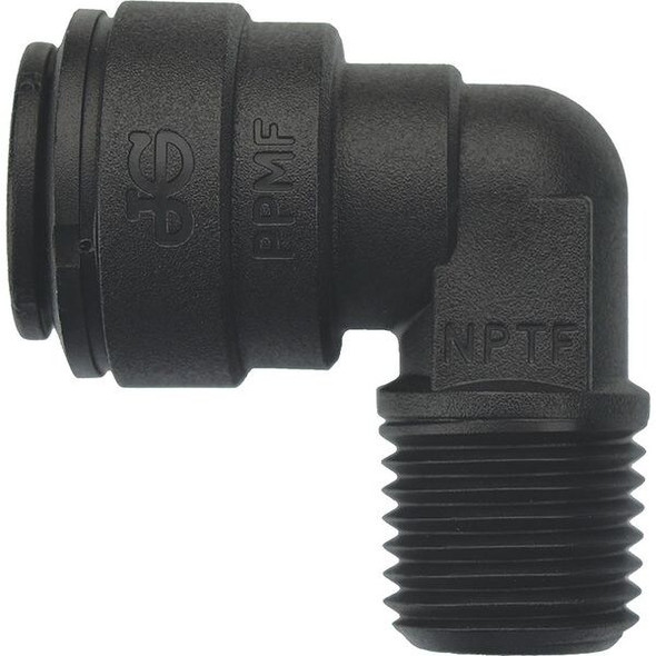 John Guest Fixed Elbow,Black,3/8" Tube Size,PK10 PP481222E