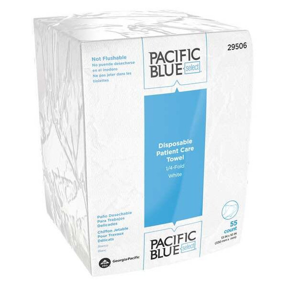 Georgia-Pacific Dry Wipe, 1 Ply, 55 Sheets, No Roll, White 29506
