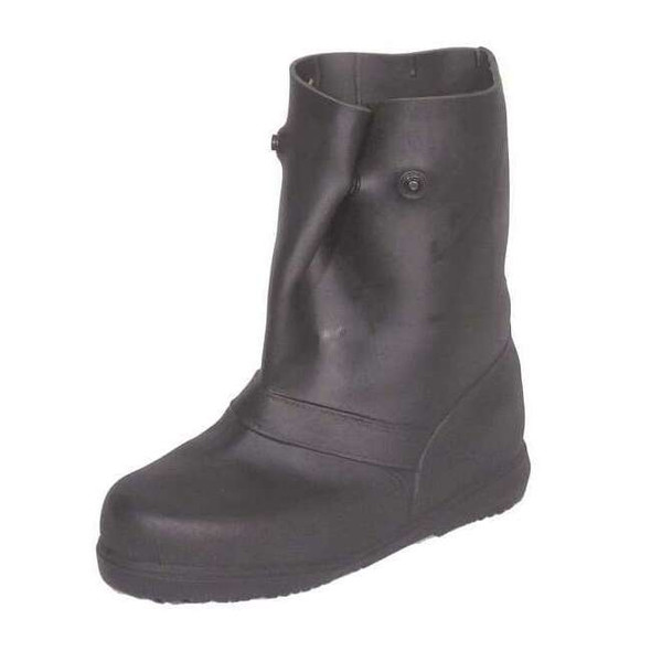 Overboots, Plain Toe, 12 in Height, Snap Tab Closure, Block-Tread Sole, Black, M