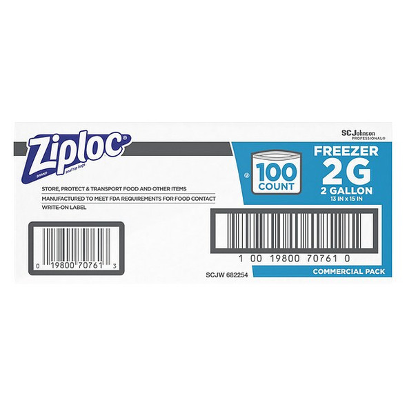 Ziploc Double Zipper Seal Reclosable Bag 15" x 13", 2.6 mil, Clear, Pk100 682254