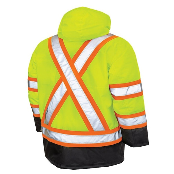 Men's Hi-Vis Safety Parka, 300D Poly Oxford with PU Coating, Green, L  S17611