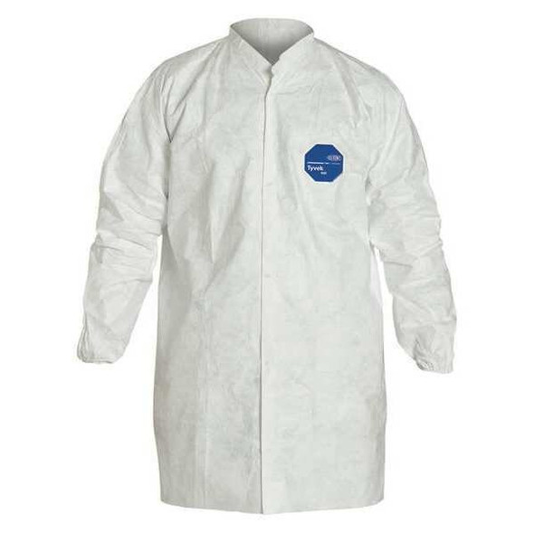 Tyvek 400 Disposable Lab Coat, Tyvek(R) 400, Snaps Closure, White, XL, 30 PK