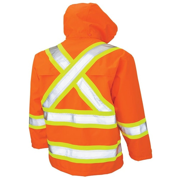 Rain Jacket, Polyester, Polyurethane, Class 3 Type R, Orange, 3XL  S37221