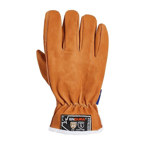 Leather Drivers Gloves, Shirred Slip-On Cuff, Keystone Thumb, Tan, M, 1 PR
