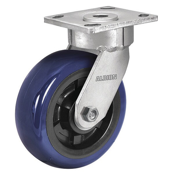 Albion Plate Caster,Swivel,Polyurethane,6 1/2"H 18EG05229S Albion Plate Caster,Swivel,Polyurethane,6 1/2"H 18EG05229S