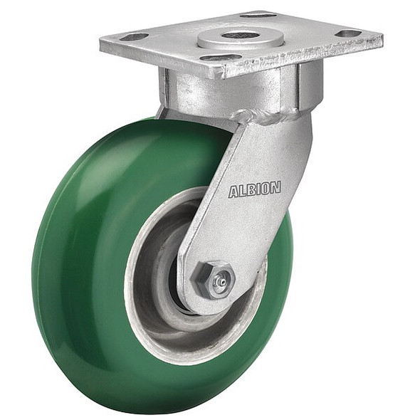 Albion Plate Caster,Swivel,Polyurethane,6 1/2"H 18PM05228S Albion Plate Caster,Swivel,Polyurethane,6 1/2"H 18PM05228S