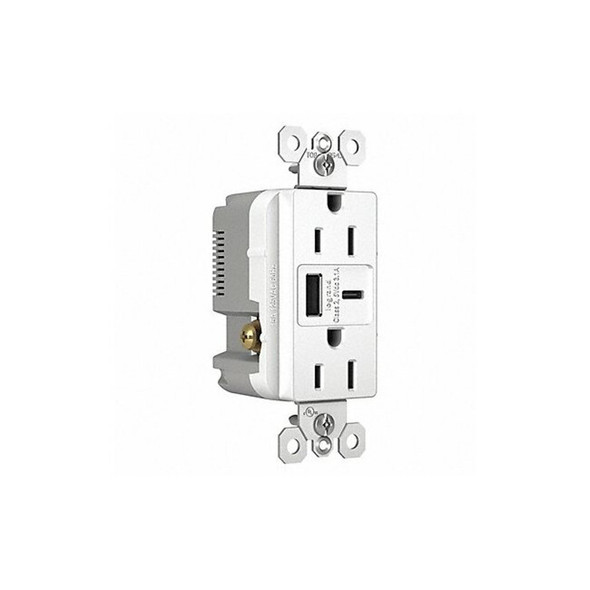 Legrand USB Charger Recept,15 A,White,Type A/C R26USBACW Legrand USB Charger Recept,15 A,White,Type A/C R26USBACW