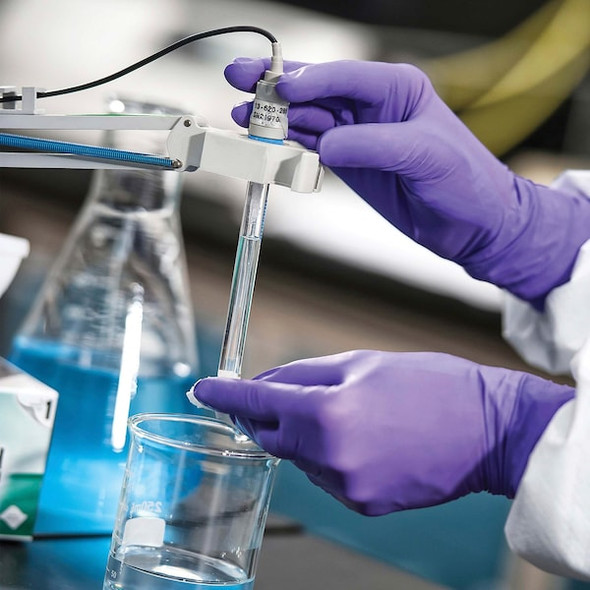 Purple Nitrile, Nitrile Exam Gloves, 6 mil Palm, Beaded Cuff, Powder-Free, L, 1000 PK, Purple