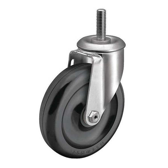 5" X 1-1/4" Non-Marking Polyolefin Swivel Caster, No Brake, Loads Up To 300 lb