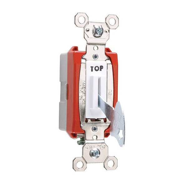 Legrand Wall Switch, 1 hp, Locking, 20 A, White PS20AC1WL