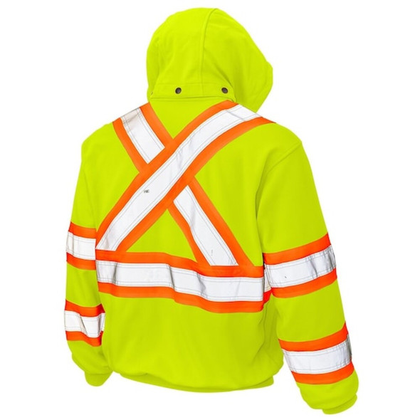 High Visibility Hooded Sweatshirt, 2, R, Polyester, Green-Yellow, M  S49411
