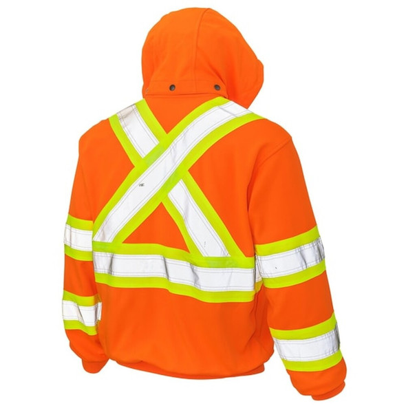 High Visibility Hooded Sweatshirt, 2, R, Polyester, Orange, 2XL  S49421