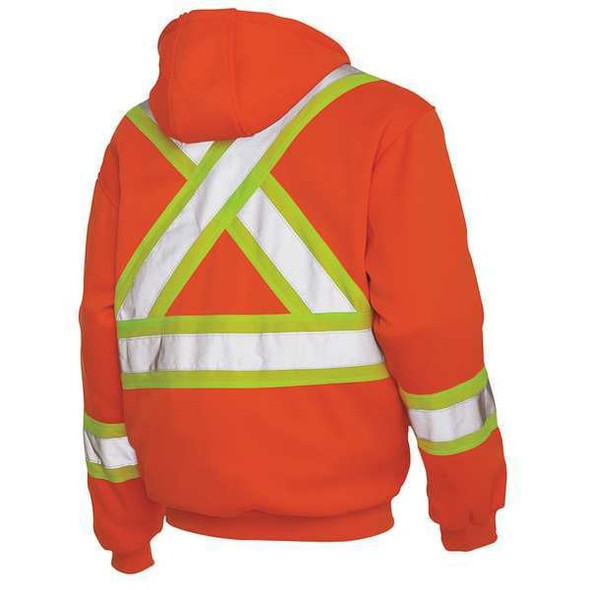 Tough Duck High Visibility Hooded Sweatshirt, 2, R, Polyester, Orange, XL S49411