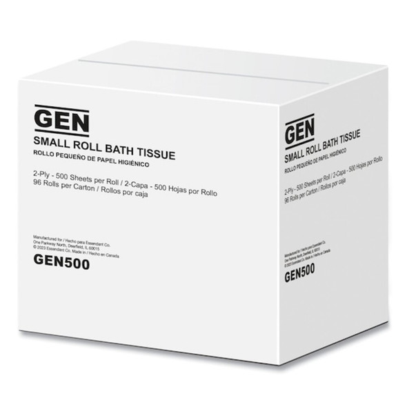 Gen Bath Tissue, Septic Safe, 2-Ply, White, 500 Sheets-Roll, PK96 GEN500