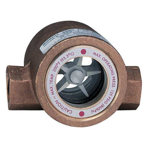 Sight flow indicator, 1/4" body, 3.000" L x 1.813" D x 2.125" H (76 x 46 x 54 mm), 1.1 lb (0.5 kg).