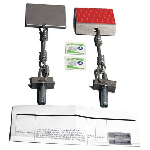 Quakehold! Adhesive Plate Assembly,Floor Bracket RF4X4CABLE