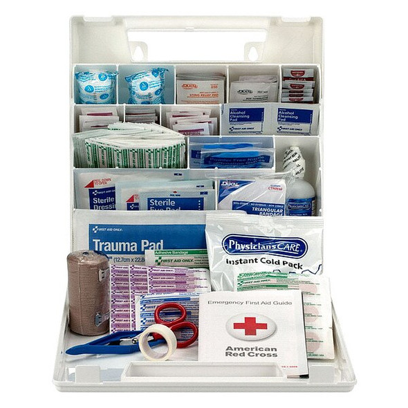 First Aid Kit and Housing, Plastic 195 Components, 50 People Served