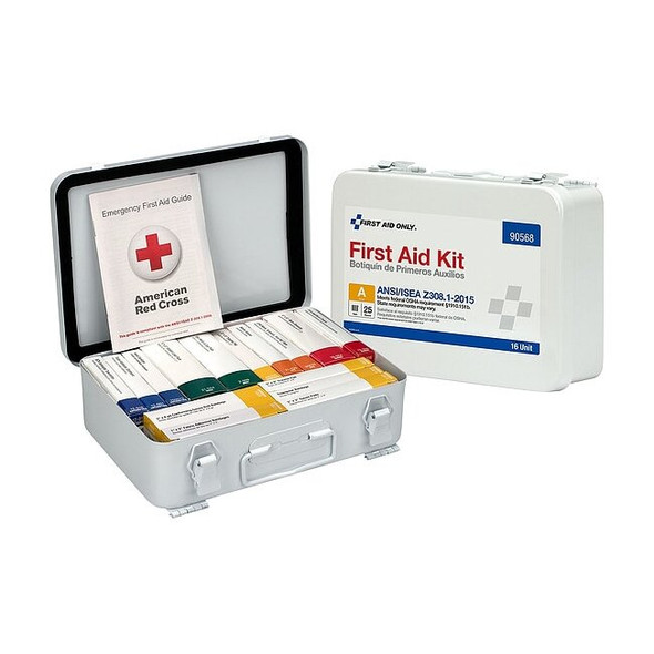 First Aid Kit and Housing, Metal 84 Components, 10 People Served