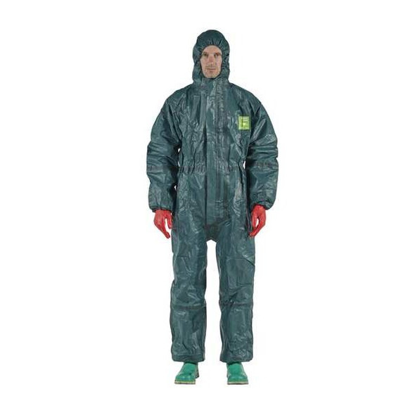Chemical Resistant Coverall, 2XL, Green, Chemical Laminate