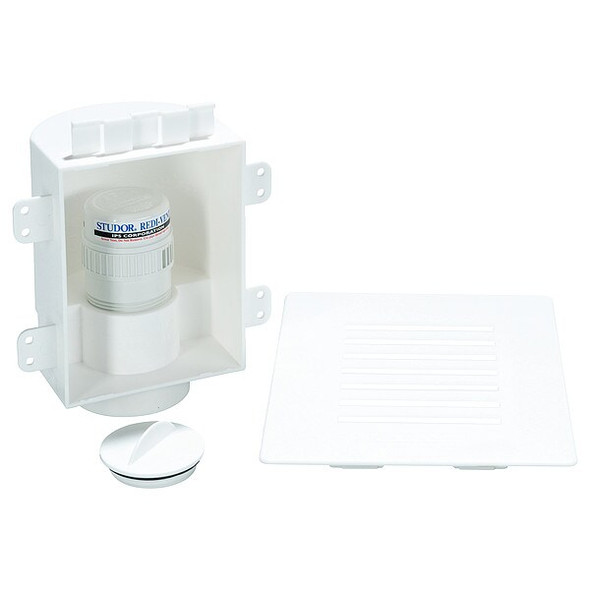 1-1/2" or 2 Dia, Plastic, White/Plastic, Lavatory/Kitchen, Mini Recess Box