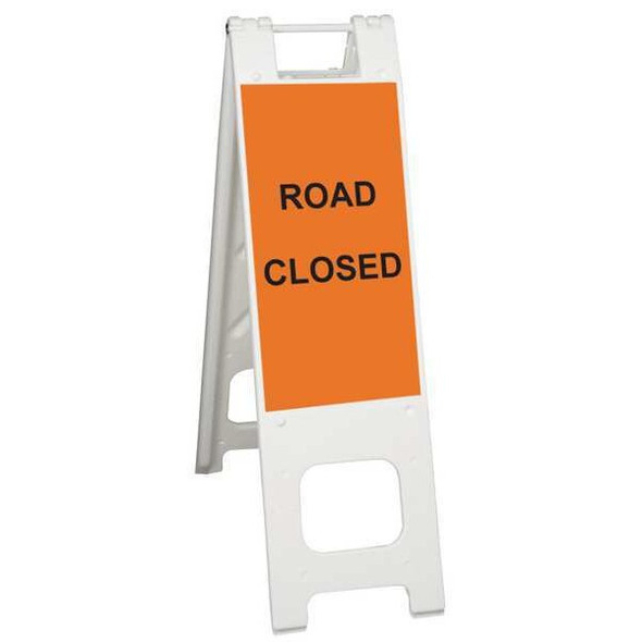 Barricade Sign, Plastic, Engineer, 45 in Height, 3 in Length, 11 lb, White
