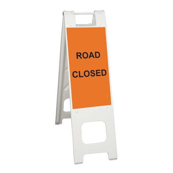 Barricade Sign, Plastic, Engineer, 45 in Height, 3 in Length, 11 lb, White