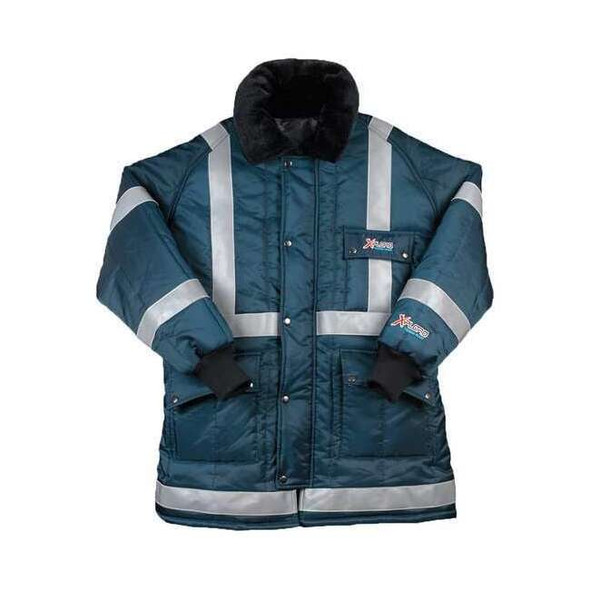 Men's Coat, 840 Denier Coated Nylon, Zipper with Snap, Navy/Silver, 3XL