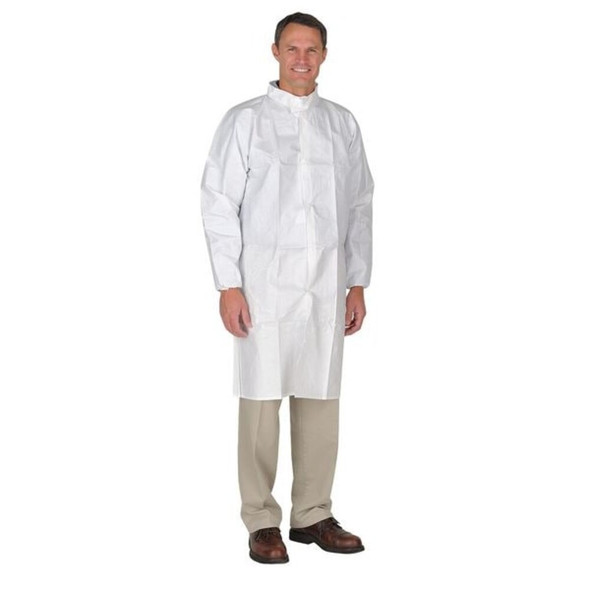 Disposable Frock, Fabric, Snaps Closure, White, M, 50 PK  CE11026CIS-M