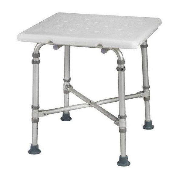 Smooth Tub and Shower Seat, 21" L, Aluminum, Plastic, Textured
