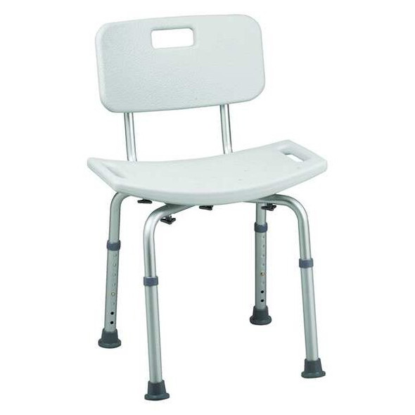 Contoured Bath Seat, 20" L, Aluminum, Plastic, Textured