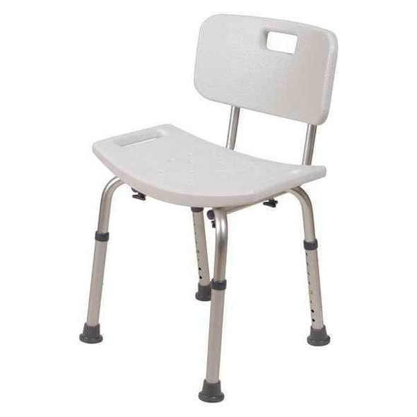 Healthsmart Contoured Bath Seat, 20" L, Aluminum, Plastic, Textured 522-9816-1900