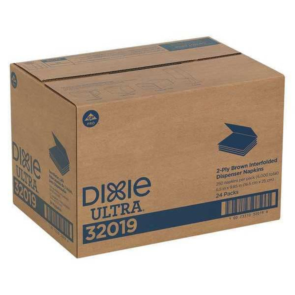 Dixie Disposable Dispenser Napkin, 5 in x 6 1/2 in Folded Size, Paper, Brown, PK24 32019