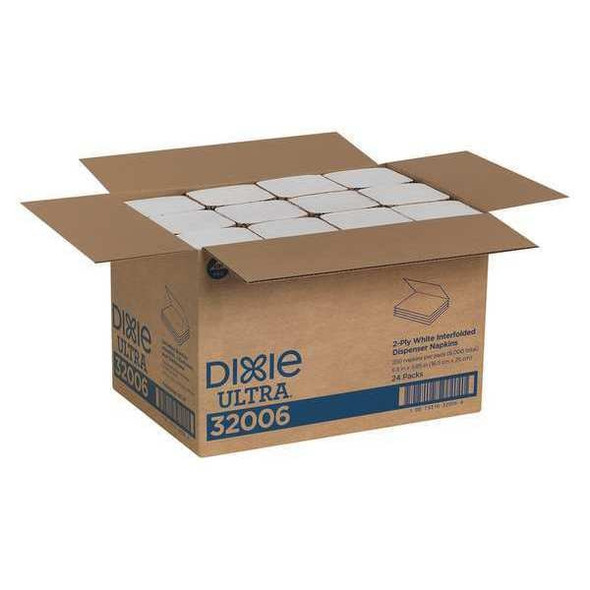 Dixie Disposable Dispenser Napkin, 5 in x 6 1/2 in Folded Size, Paper, White, PK24 32006