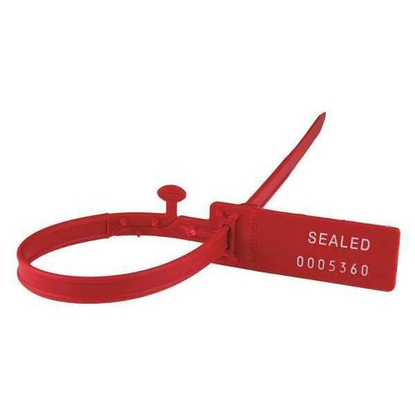 Adjustable High Strength, Secure Grip Seal,11"L,Red,7 Digits,PK100
