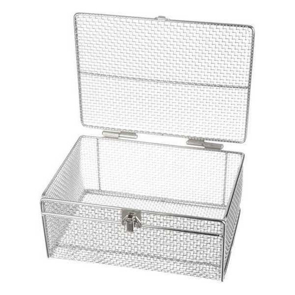 Rectangular Parts Washing Basket, #4 Mesh Size, Stainless Steel, Silver