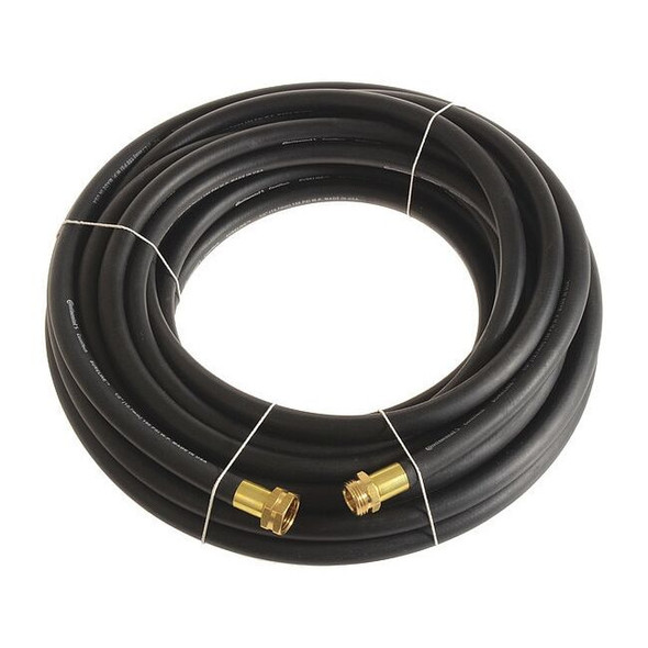 1/2 in ID x 50 ft L Garden Hose, EPDM Tube, Black, Brass x Brass Fitting