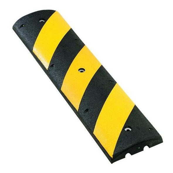 Alley Bump, Rubber, 2 1/8 in Height, 72 in Length, 5 lb, Black/Yellow