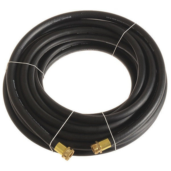 5/8 in ID x 25 ft L Garden Hose, EPDM Tube, Black, Brass x Brass Fitting
