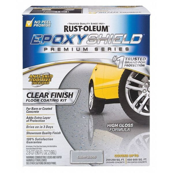 1 gal Floor Coating Kit, High Gloss Finish, Clear, Solvent Base