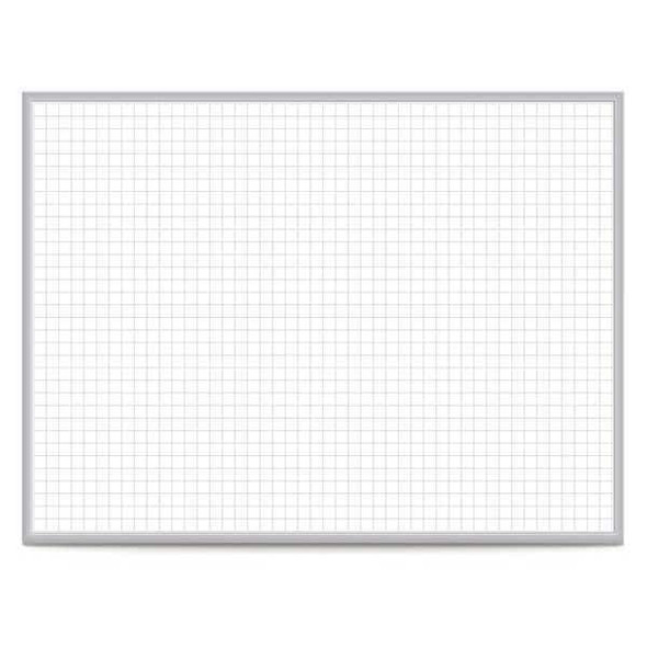 Dry Erase Board, Steel, 36 1/2 in, 48 1/2 in, Aluminum Frame, White/Gray, Gloss
