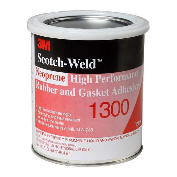 3m Liquid Gasket Adhesive, 1 qt, Yellow, Temp Range -30 to 300 Degrees F 1300