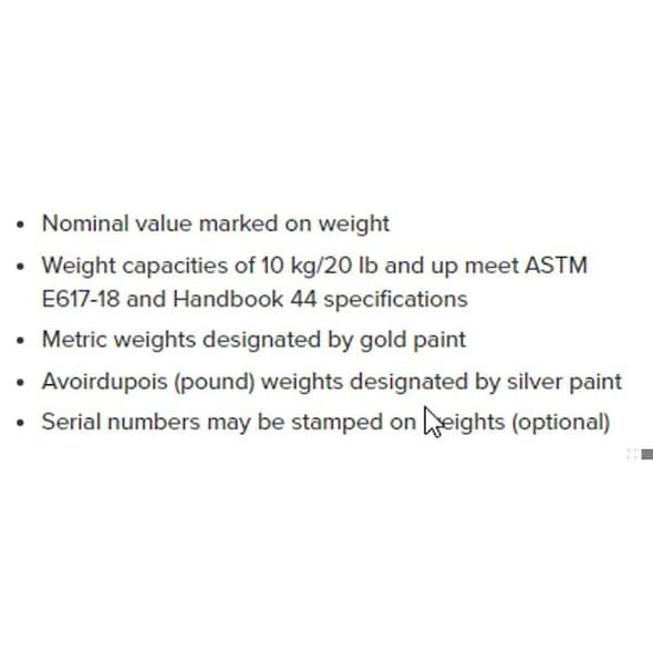 Rice Lake Weighing Systems Calibration Weight,25kg Nominal Mass 12775
